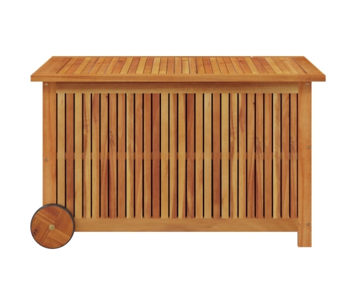 Caja de almacenaje de jardín ruedas acacia maciza 90x50x58 cm