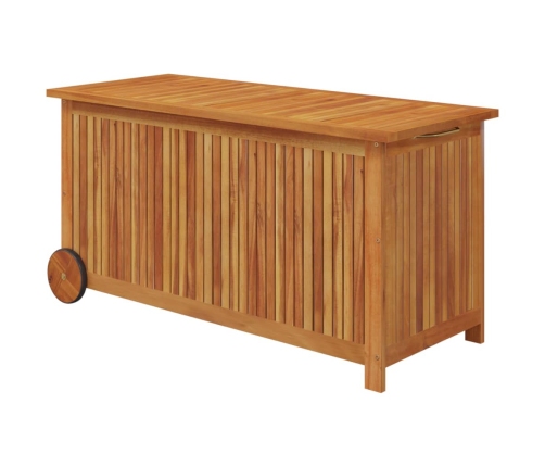 Caja de almacenaje de jardín ruedas acacia maciza 113x50x58 cm