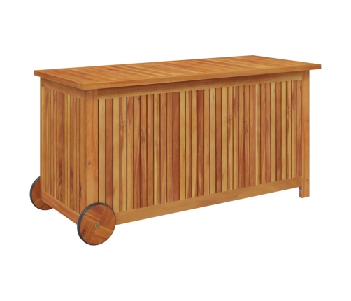 Caja de almacenaje de jardín ruedas acacia maciza 113x50x58 cm