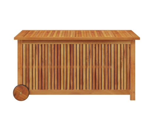 Caja de almacenaje de jardín ruedas acacia maciza 113x50x58 cm