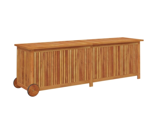 Caja de almacenaje jardín con ruedas madera acacia 150x50x58 cm