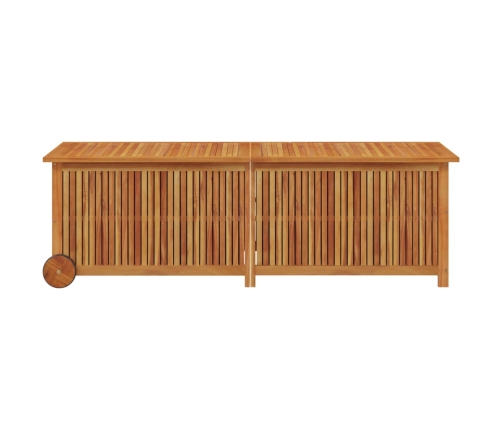 Caja de almacenaje jardín con ruedas madera acacia 150x50x58 cm