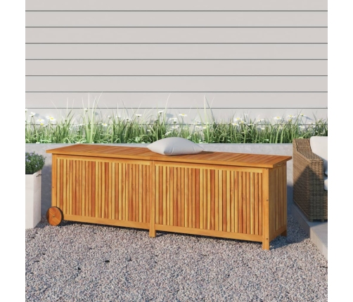 vidaXL Caja de almacenaje jardín con ruedas madera acacia 150x50x58 cm