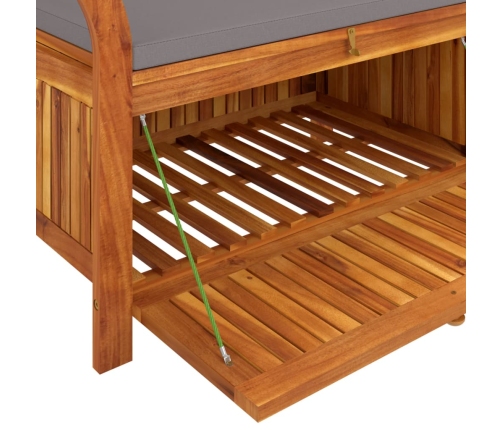 vidaXL Banco almacenaje jardín con cojín madera maciza de acacia 91 cm