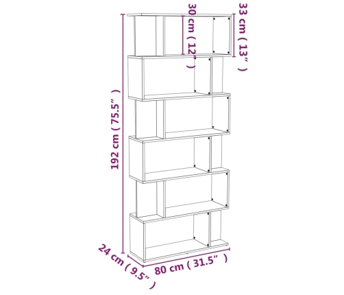 vidaXL Estantería/Biombo madera aglomerada roble ahumado 80x24x192 cm