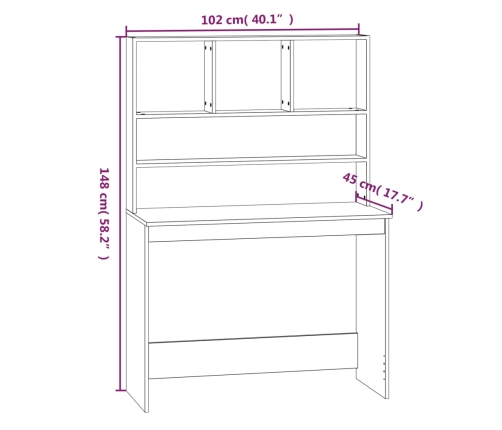 Escritorio estantes madera contrachapada blanco 102x45x148 cm