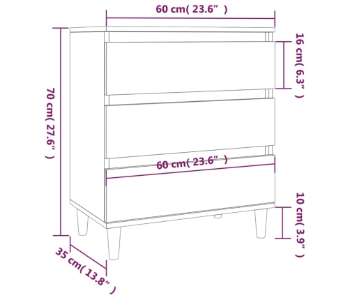 Aparador de madera contrachapada blanco 60x35x70 cm