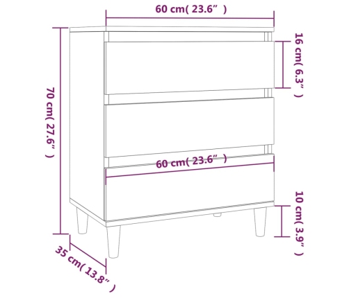 Aparador de madera contrachapada roble Sonoma 60x35x70 cm