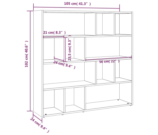 Estantería de libros/divisor de espacios blanco 105x24x102 cm