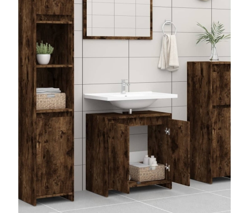 Armario de baño madera contrachapada roble ahumado 60x33x61 cm