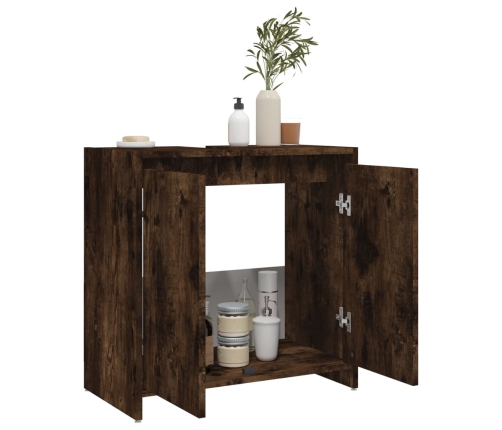 Armario de baño madera contrachapada roble ahumado 60x33x61 cm