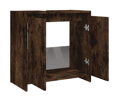 Armario de baño madera contrachapada roble ahumado 60x33x61 cm