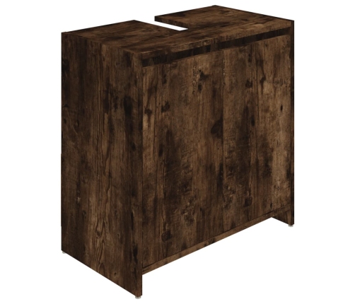 Armario de baño madera contrachapada roble ahumado 60x33x61 cm