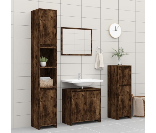 Armario de baño madera contrachapada roble ahumado 60x33x61 cm