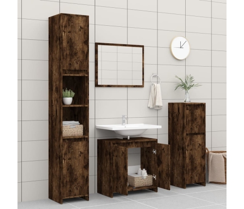 Armario de baño madera contrachapada roble ahumado 60x33x61 cm