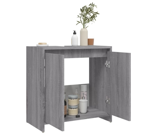 Armario de baño madera contrachapada gris Sonoma 60x33x61 cm