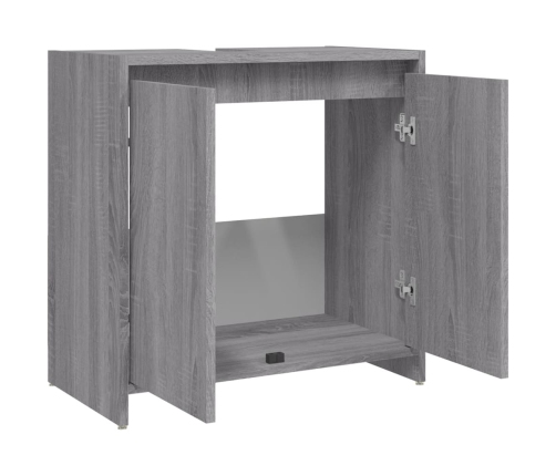 Armario de baño madera contrachapada gris Sonoma 60x33x61 cm