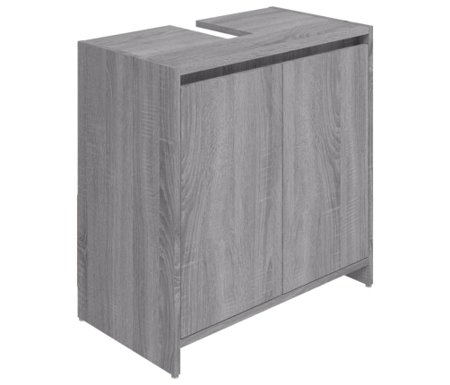 Armario de baño madera contrachapada gris Sonoma 60x33x61 cm