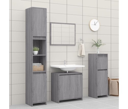 Armario de baño madera contrachapada gris Sonoma 60x33x61 cm