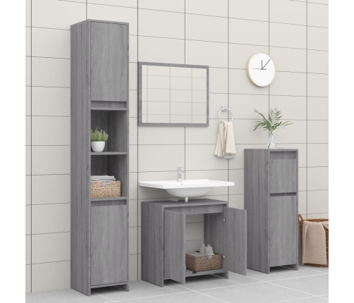 Armario de baño madera contrachapada gris Sonoma 60x33x61 cm