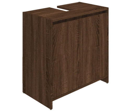 Armario de baño madera contrachapada marrón roble 60x33x61 cm