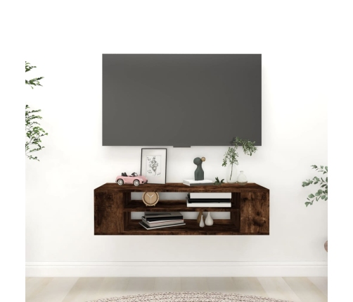 Mueble de TV colgante madera roble ahumado 100x30x26,5 cm