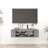 Mueble de TV colgante madera contrachapada gris 100x30x26,5 cm