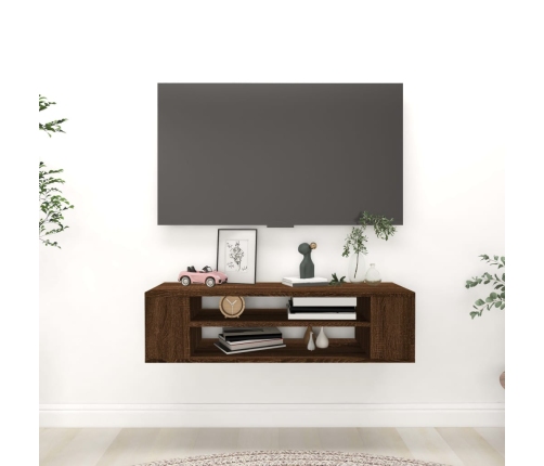 Mueble de TV colgante madera marrón roble 100x30x26,5 cm