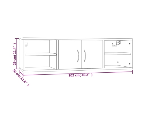 vidaXL Estantería pared madera contrachapada roble ahumado 102x30x29cm