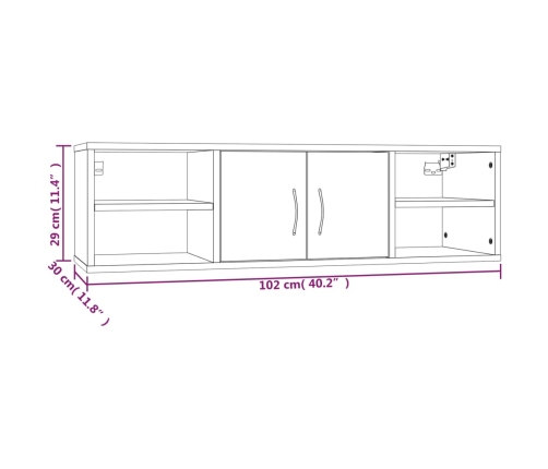 Estantería de pared madera contrachapada gris 102x30x29 cm