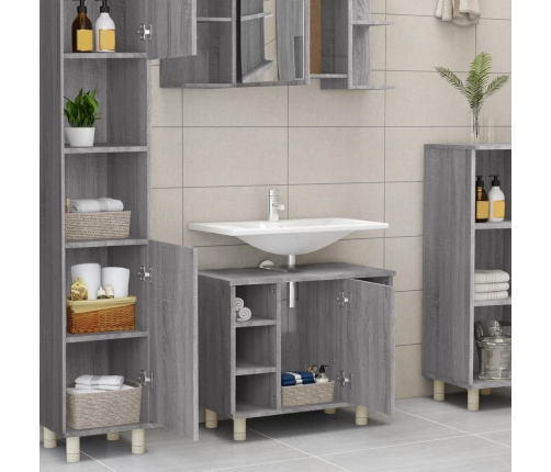 Armario de baño madera contrachapada gris Sonoma 60x32x53,5 cm