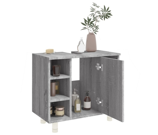 Armario de baño madera contrachapada gris Sonoma 60x32x53,5 cm