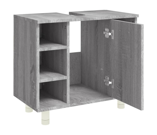 Armario de baño madera contrachapada gris Sonoma 60x32x53,5 cm