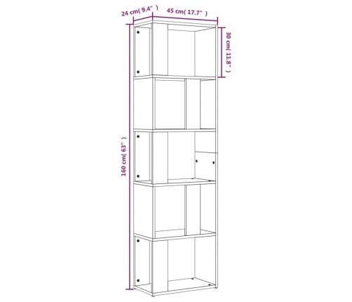 vidaXL Estantería de madera contrachapada roble ahumado 45x24x160 cm