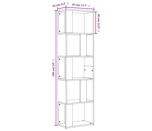 vidaXL Estantería de madera contrachapada marrón roble 45x24x160 cm