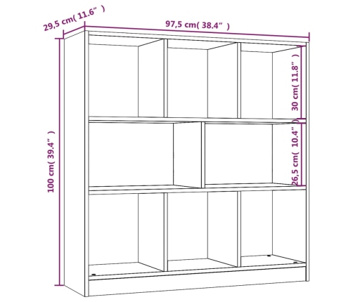 Estantería madera contrachapada gris Sonoma 97,5x29,5x100 cm