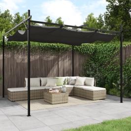 Pérgola con cubierta retráctil gris antracita 295x292x230 cm