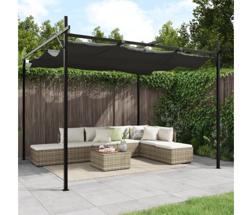 Pérgola con cubierta retráctil gris antracita 295x292x230 cm