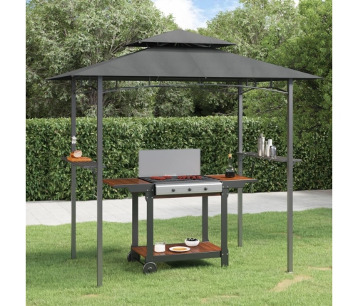 Cenador barbacoa estante lateral acero antracita 240x150x243 cm