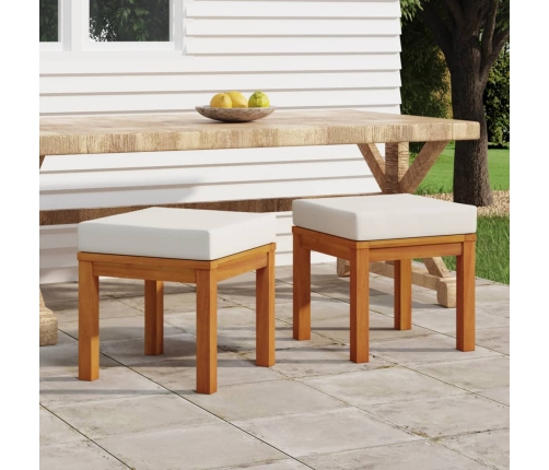 vidaXL Taburetes de jardín con cojines 2 uds madera acacia 40x40x42 cm