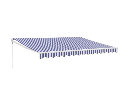 Toldo retráctil aluminio y tela azul y blanco 4x3 m