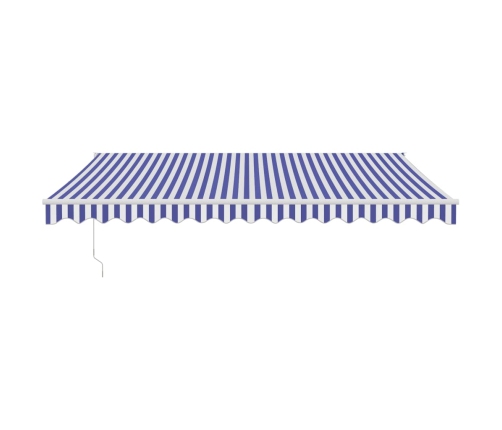 Toldo retráctil aluminio y tela azul y blanco 4x3 m