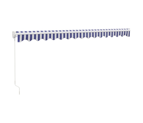 Toldo retráctil aluminio y tela azul y blanco 4x3 m