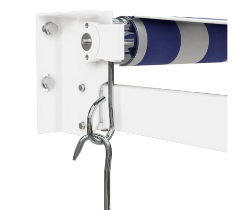 Toldo retráctil aluminio y tela azul y blanco 4x3 m