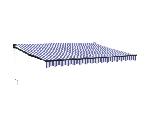 Toldo retráctil aluminio y tela azul y blanco 4x3 m