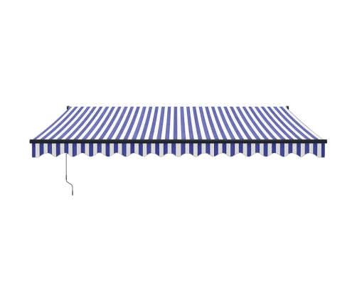 Toldo retráctil aluminio y tela azul y blanco 4x3 m