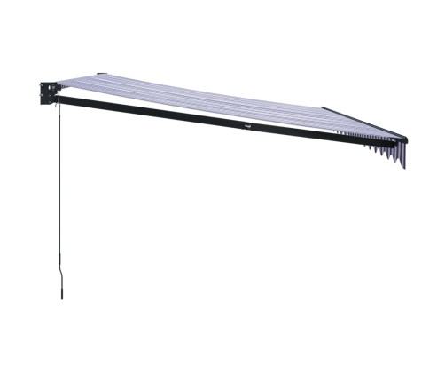 Toldo retráctil aluminio y tela azul y blanco 4x3 m