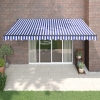 Toldo retráctil aluminio y tela azul y blanco 4x3 m