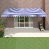 Toldo retráctil aluminio y tela azul y blanco 5x3 m