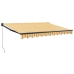 Toldo retráctil aluminio y tela amarillo y blanco 3,5x2,5 m